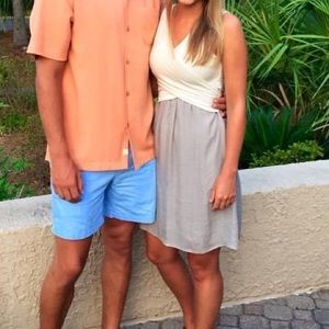 Cream/grey sleeveless Anthropologie dress